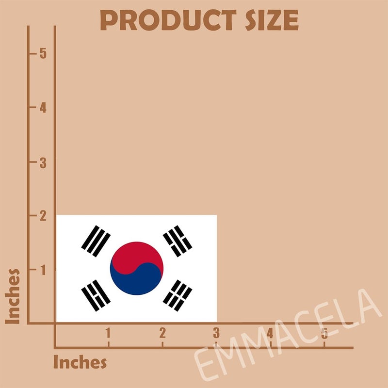 EMMACELA (3PCS) South Korea Flag stickers, Countries Flag Stickers - Waterproof Vinyl Decals For Laptops, Tumblers, Water Bottles, Books, Scrapbooks, Size 3 x 2 Inch - Image 2
